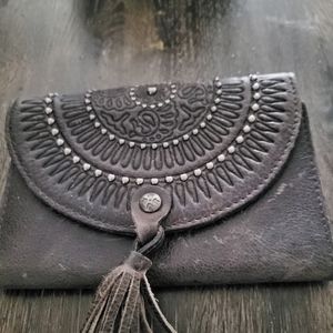 Patricia Nash Weathered Black Genuine Leather Wallet